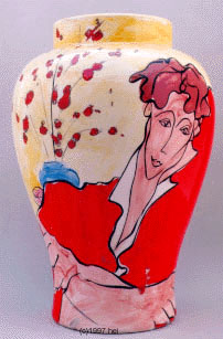 Woman in Red Ceramic vase