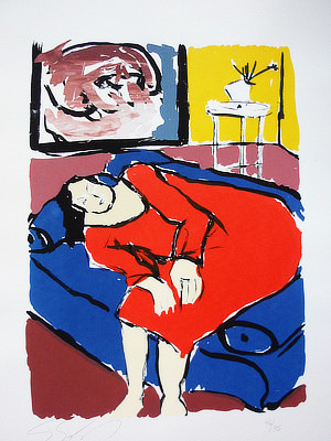 Odalisque Reclining With Abstract, 1987 by E.J. Gold